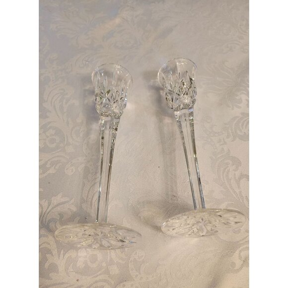 Gorham Lady Anne  Sparkling Crystal Candlesticks 2 Elegant Taper Candle Holders - Picture 2 of 6